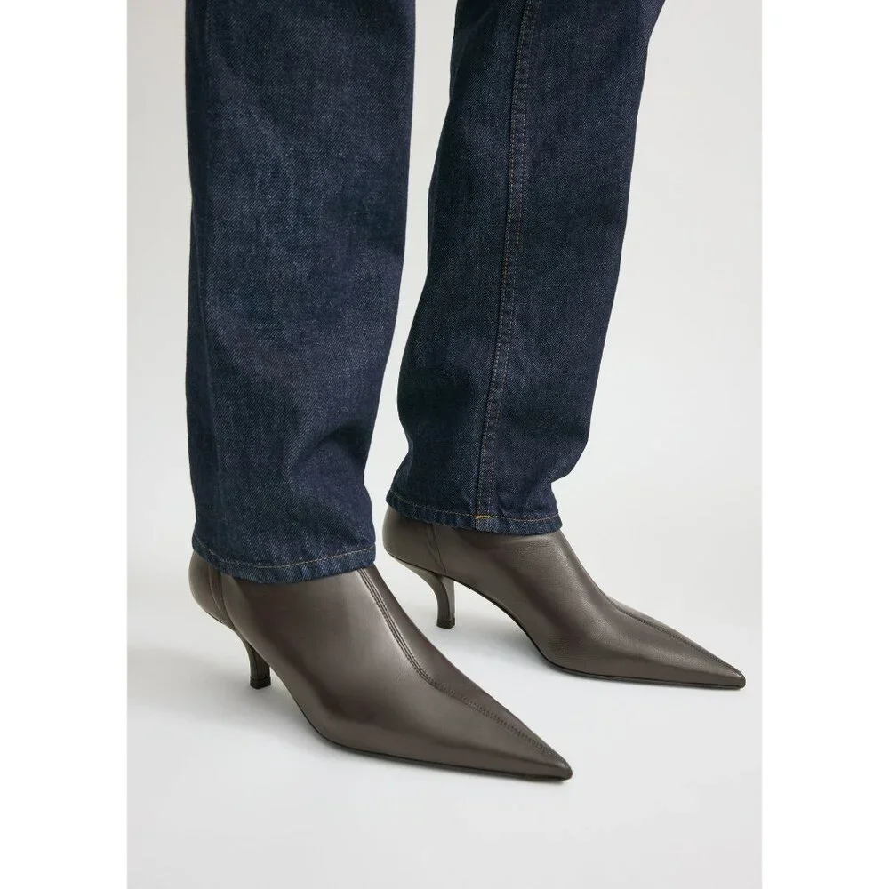 Toteme Heeled Sock Boots in Bark 40 With Box Womens Brown Leather